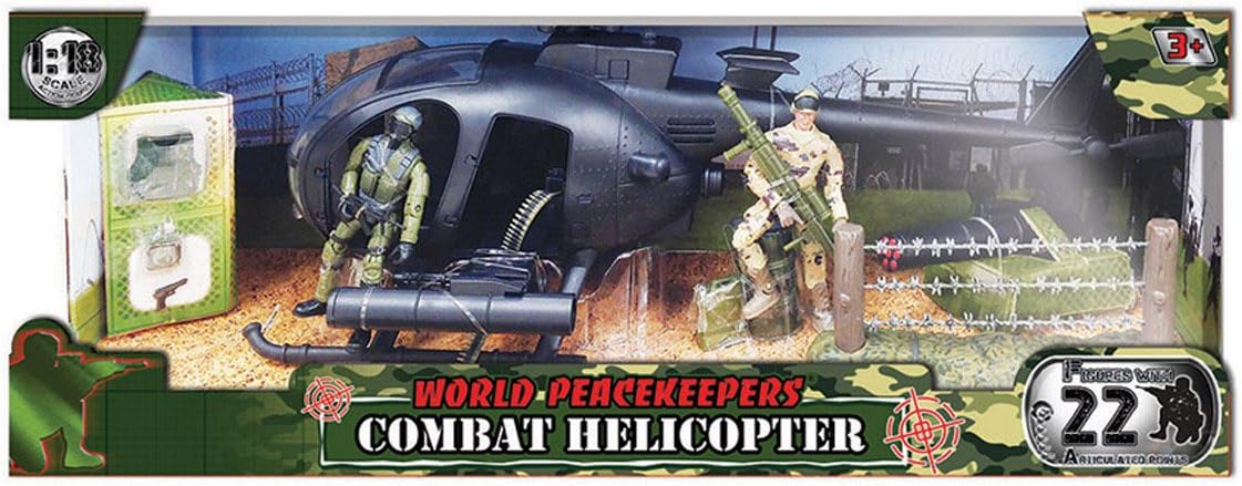 COMBAT HELICOPTER AND 2 FIGURES