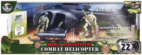 COMBAT HELICOPTER AND 2 FIGURES