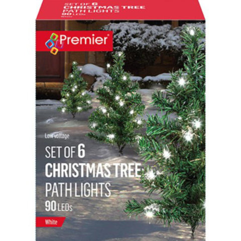 6 LED CHRISTMAS TREE PATH LIGHTS WHITE 90 LEDs