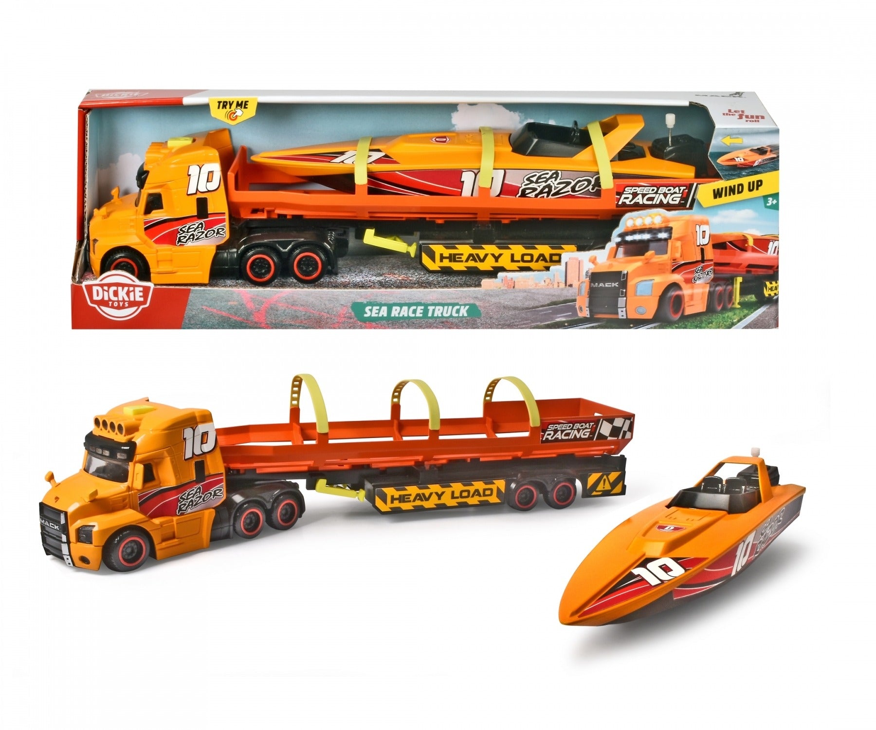SEA RACE TRUCK WITH SPEED BOAT 28CM