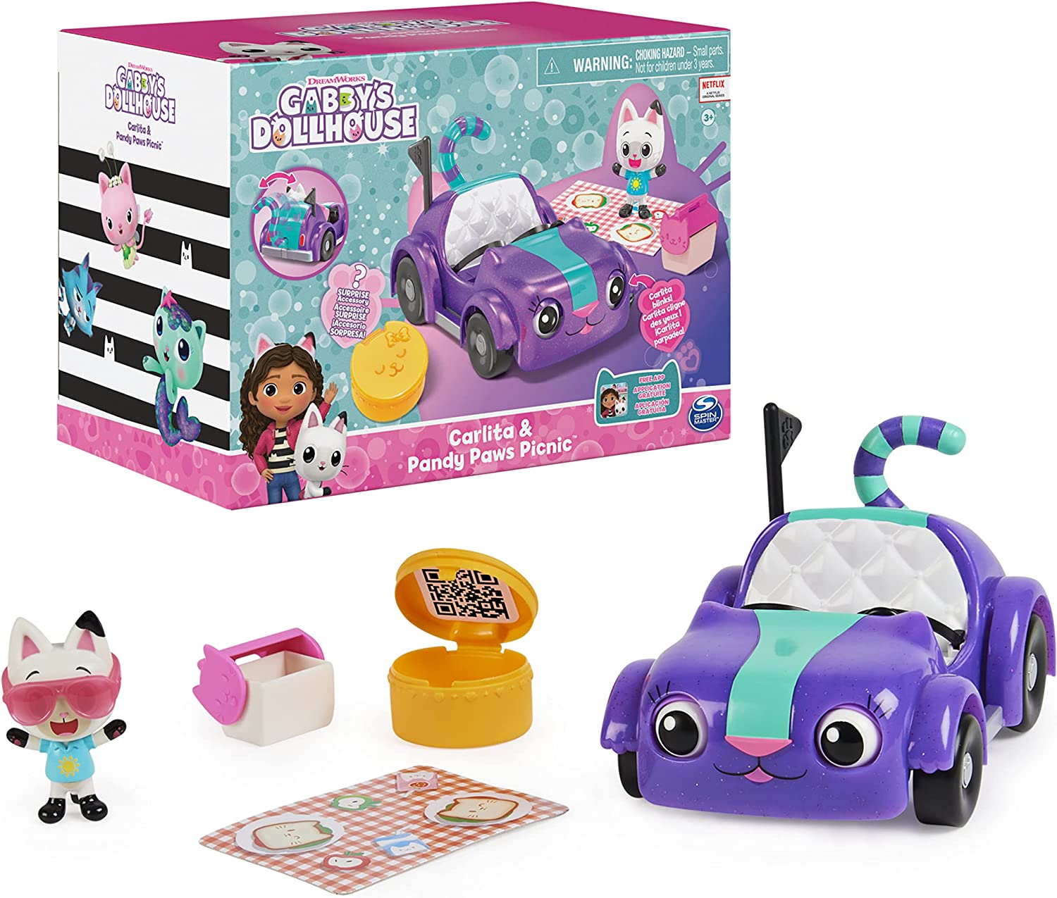 GABBY'S DOLLHOUSE CARLITA  AND PANDY PAWS PICNIC VEHICLE