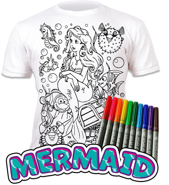 MERMAID DESIGN SPLAT T-SHIRT - EXTRA LARGE (AGED 9-11)