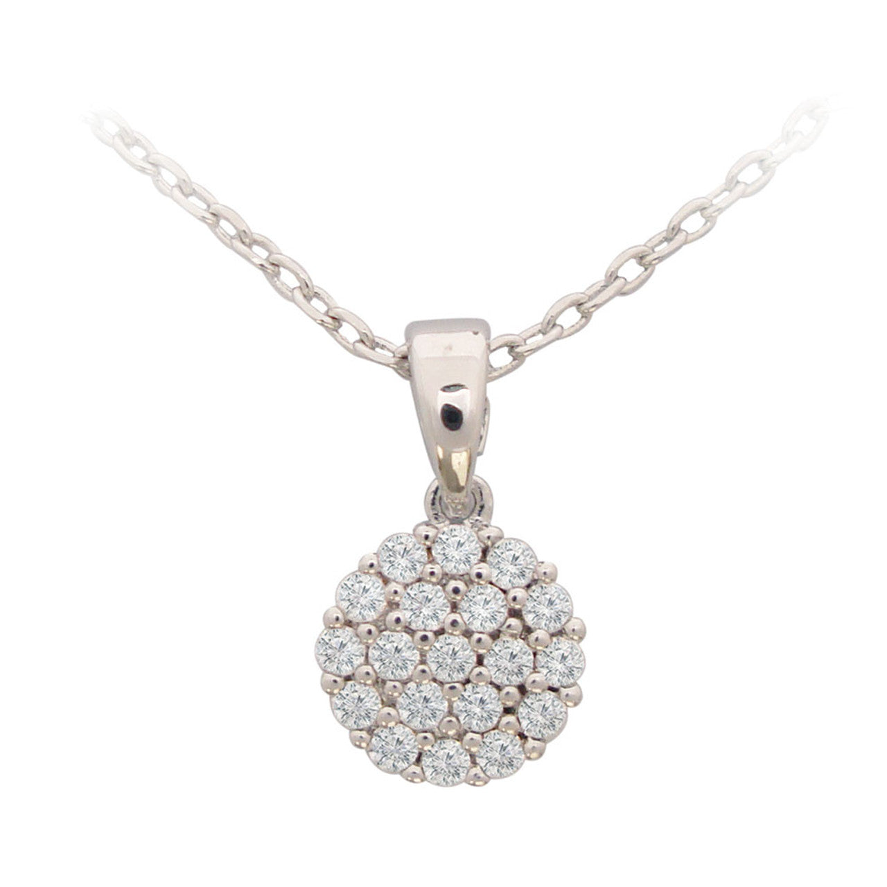 White Simple CZ Disc Drop Pendant