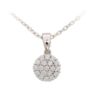 White Simple CZ Disc Drop Pendant
