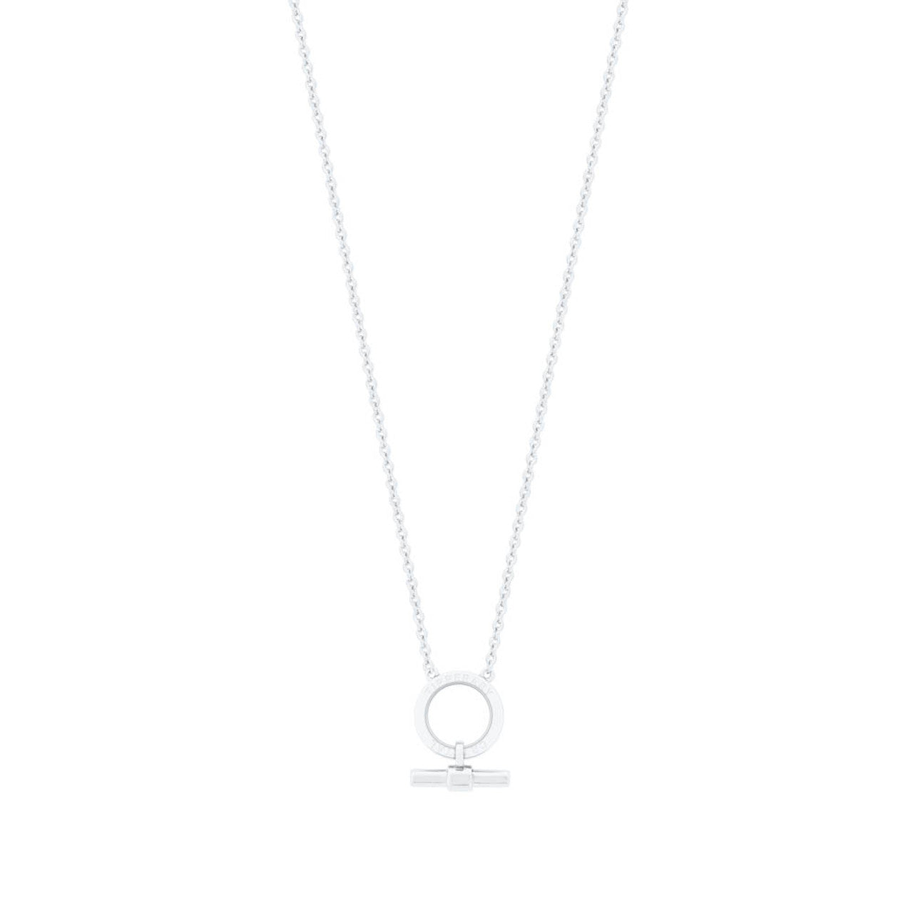 TIPPERARY CRYSTAL T-BAR CIRCLE-BAR SILVER PENDANT