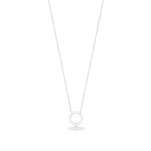 TIPPERARY CRYSTAL T-BAR CIRCLE-BAR SILVER PENDANT