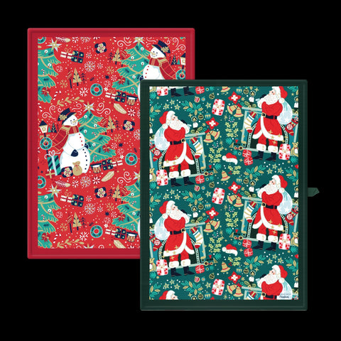 S/2 Tea-Towels - Santa/Sack & Snowman