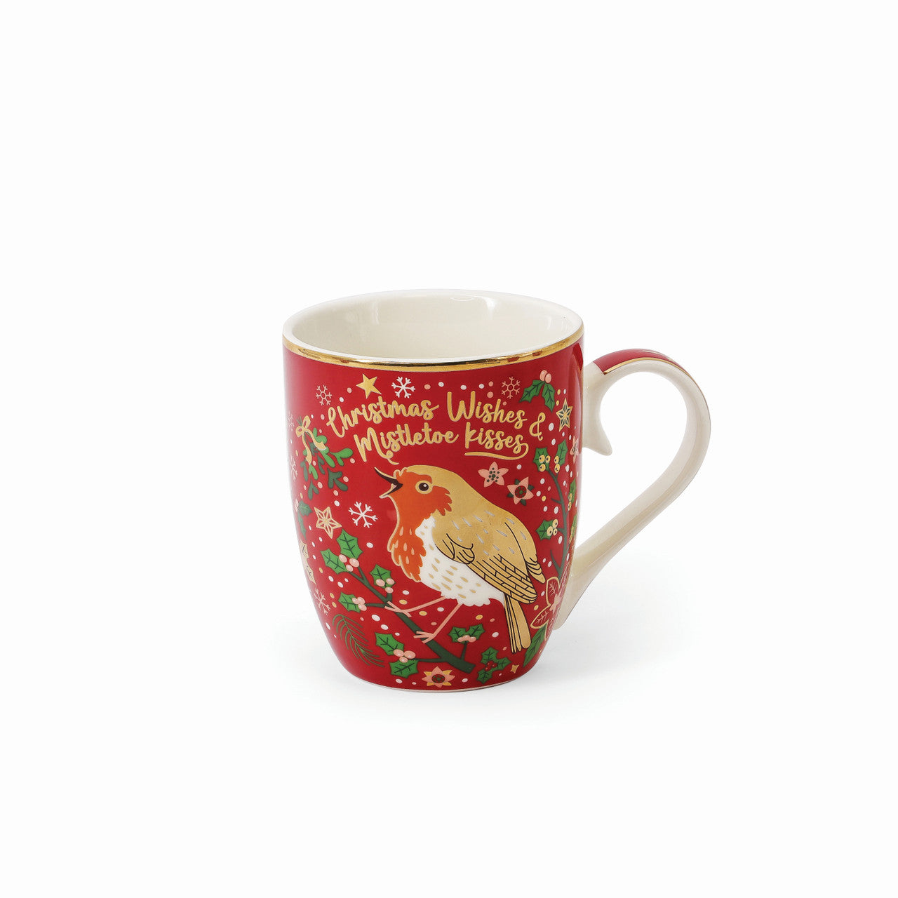 S/4 Mugs - Christmas Robin