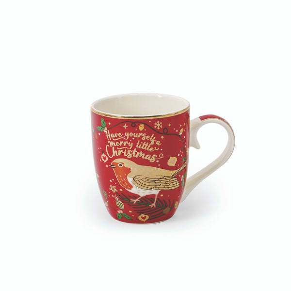 S/4 Mugs - Christmas Robin