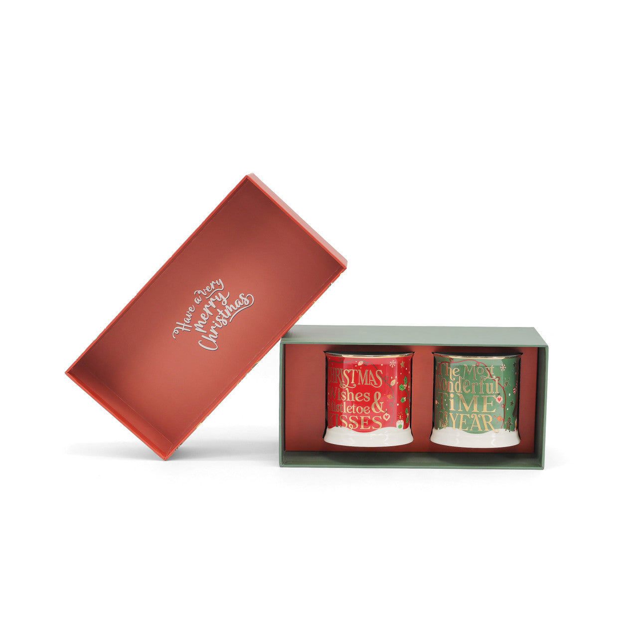 S/2 Tankards - Xmas Wishes & Xmas Robin
