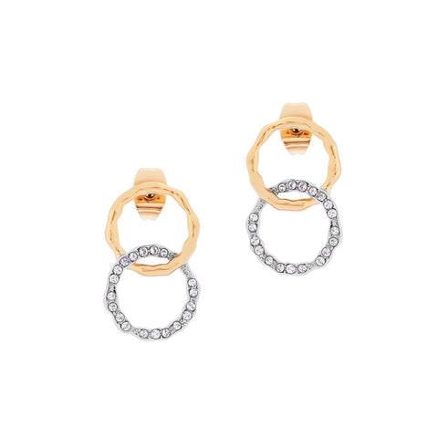 TIPPERARY CRYSTAL DOUBLE O EARRINGS GOLD & SILVER