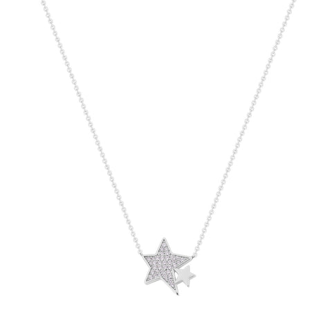 TIPPERARY CRYSTAL DOUBLE STAR PENDANT SILVER