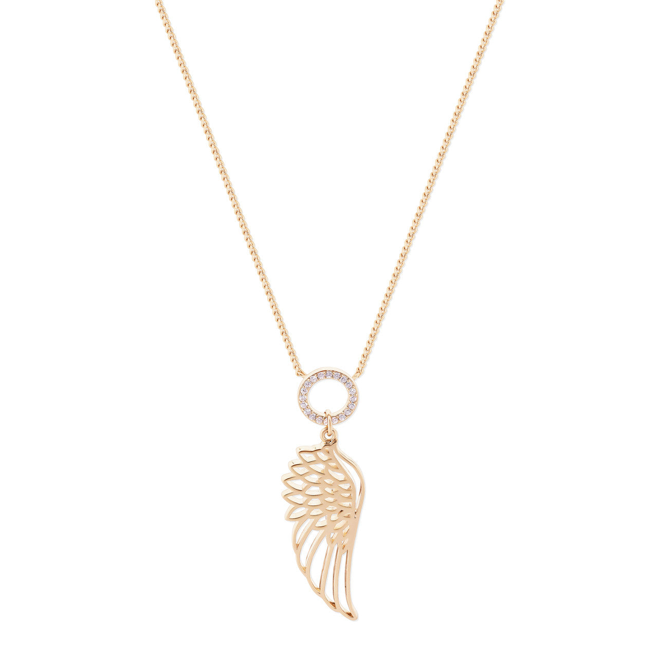 Angel Wing & Crystal Circle Pendant