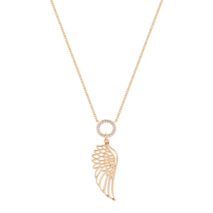Angel Wing & Crystal Circle Pendant