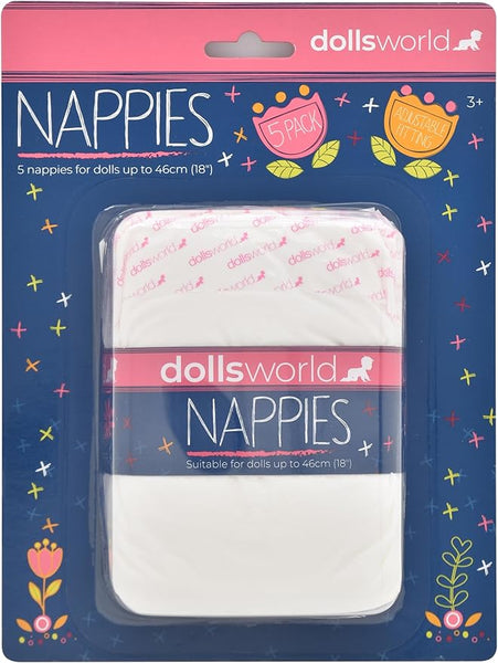 DOLLSWORLD NAPPIES - 5 PACK