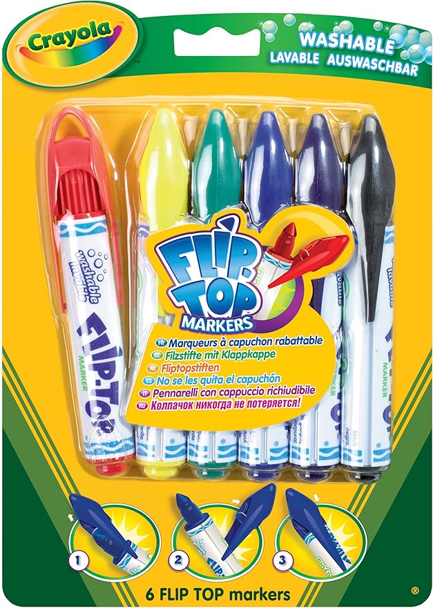 CRAYOLA 6 FLIP TOP MARKERS