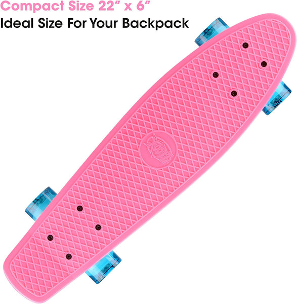 XOOTZ 22" PINK SKATEBOARD WITH LED LIGHT UP WHEELS